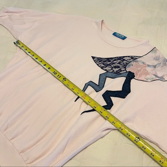 80s 90s Y2K Pink shirt with dolman sleeves & patchwork appliqué True Vintage - Picture 5 of 10